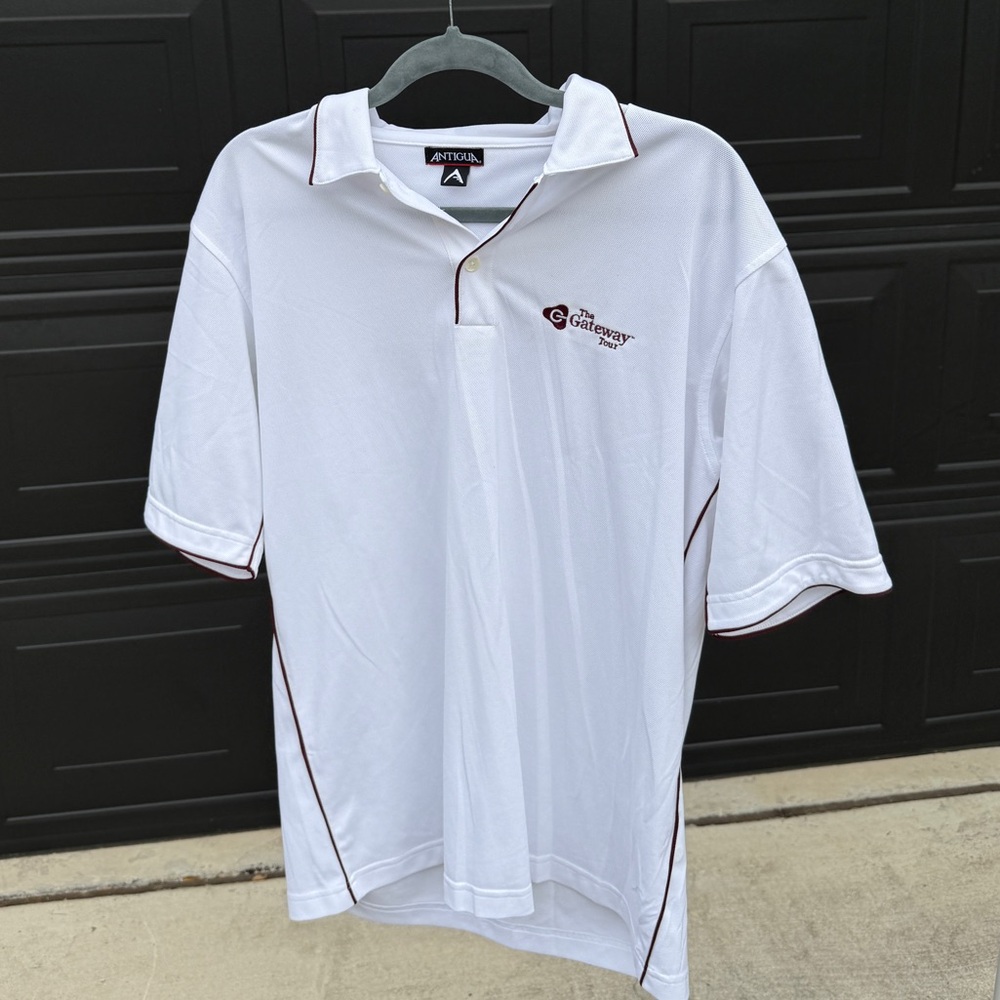 Antigua Golf Polo White Gateway Tour Embroidered Logo